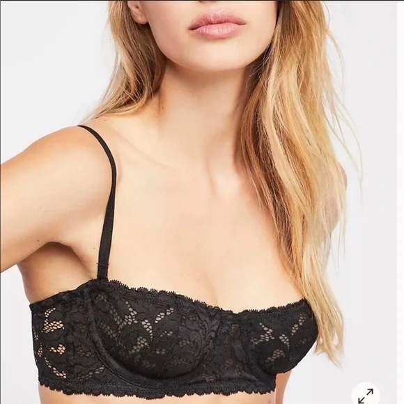 ‼️CLOSET CLOSING‼️NWT Free People 34A Love Letters Lace Bra - Black - Picture 1 of 7
